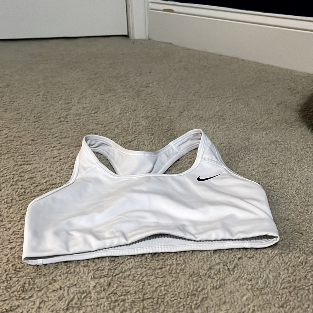 White Nike sports bra